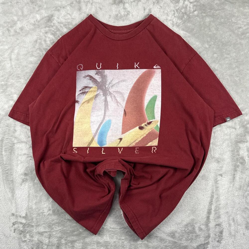 Vintage 2000s quicksilver graphic surf boards red shirt size XL